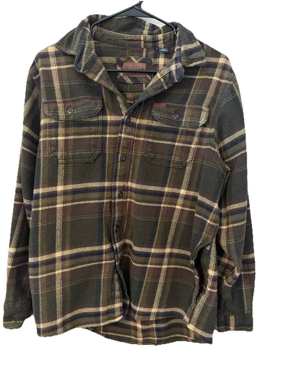 Orvis Men's Small Sherpa Lined Flannel Shirt Jacket Blue Plaid READ Pocket Issue